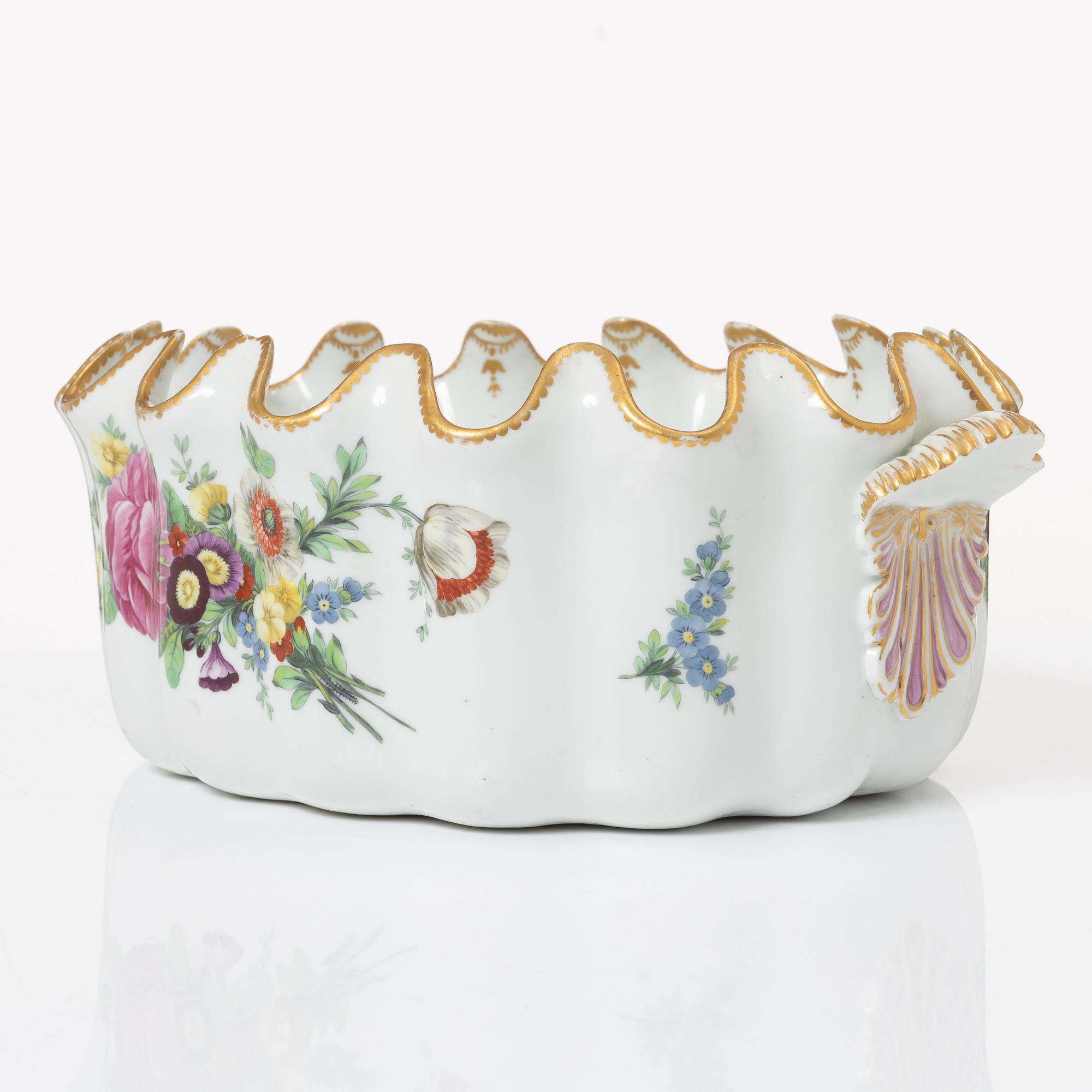 Royal Copenhagen, a glass rinser, "'Saxon Flower', Denmark, 19th century.