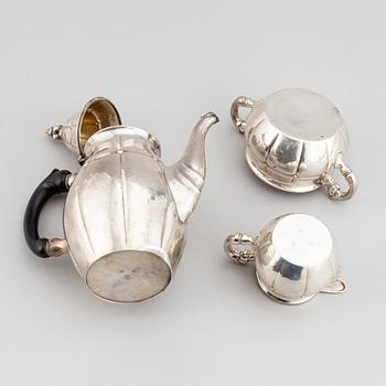A three piece silver coffee set, mark of Carl M. Cohr, Frederica, Denmark 1927.