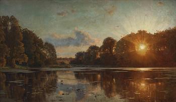 Peder Mork Mönsted, Sunset over a lake.