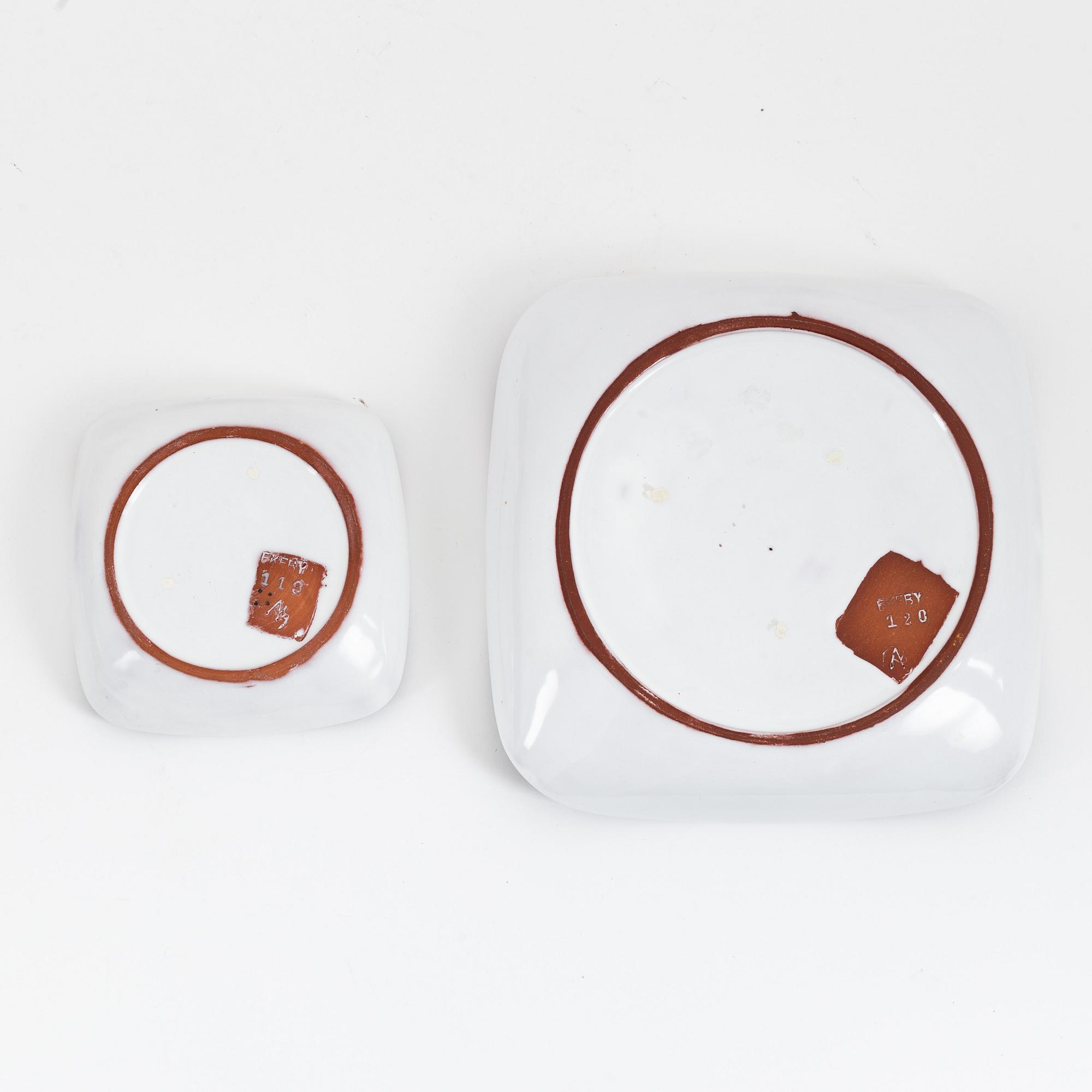 Ingrid Atterberg, skålfat, 2 st, "Grafika", Upsala Ekeby.