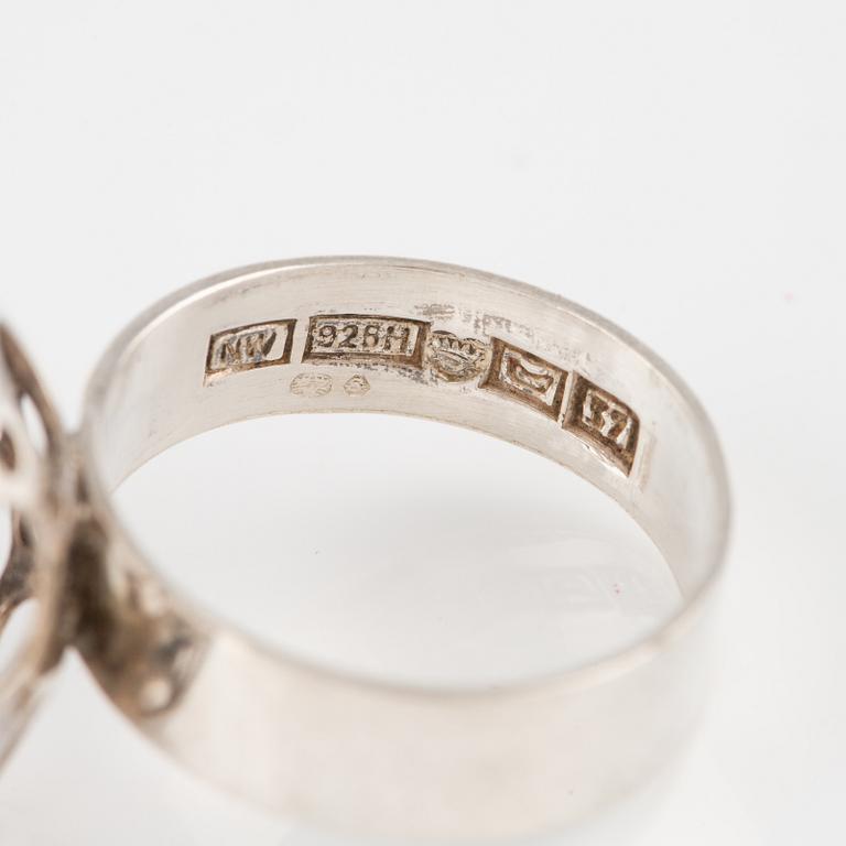 Liisa Vitali and probably Victor Jansson, earrings and ring, silver.