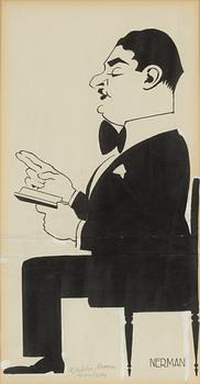 Einar Nerman, tuschteckning, signerad Nerman.
