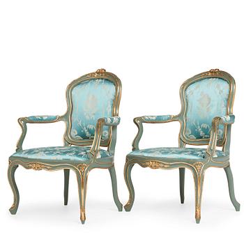 64. A pair of Swedish Rococo 18th century chairs.