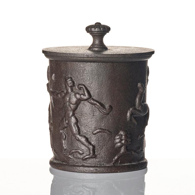 Carl Elmberg, a ”Tobaksburk N:r 1” tobacco jar with lid, Näfveqvarns bruk.