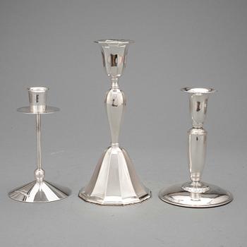 LJUSSTAKAR, 3 st, silver, bl.a Finland, 1950.