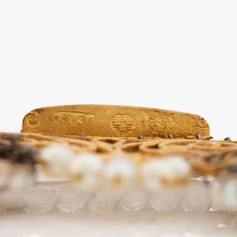 A natural fresh water pearl and natural pearl tiara by Carl Gustaf Florell, Stockholm, 1820.