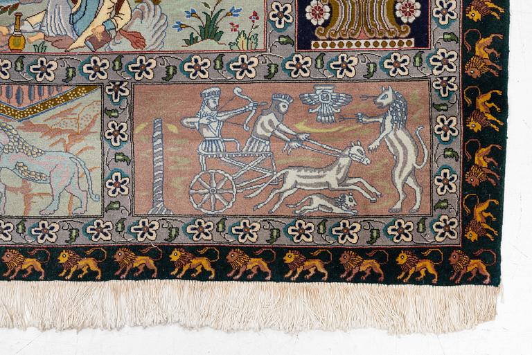 Rug, figural Tabriz, approx. 304 x 198 cm.