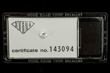 BRILJANTSLIPAD DIAMANT, oinfattad 0.46 ct, kvalitet VVS2/G enligt certifikat.