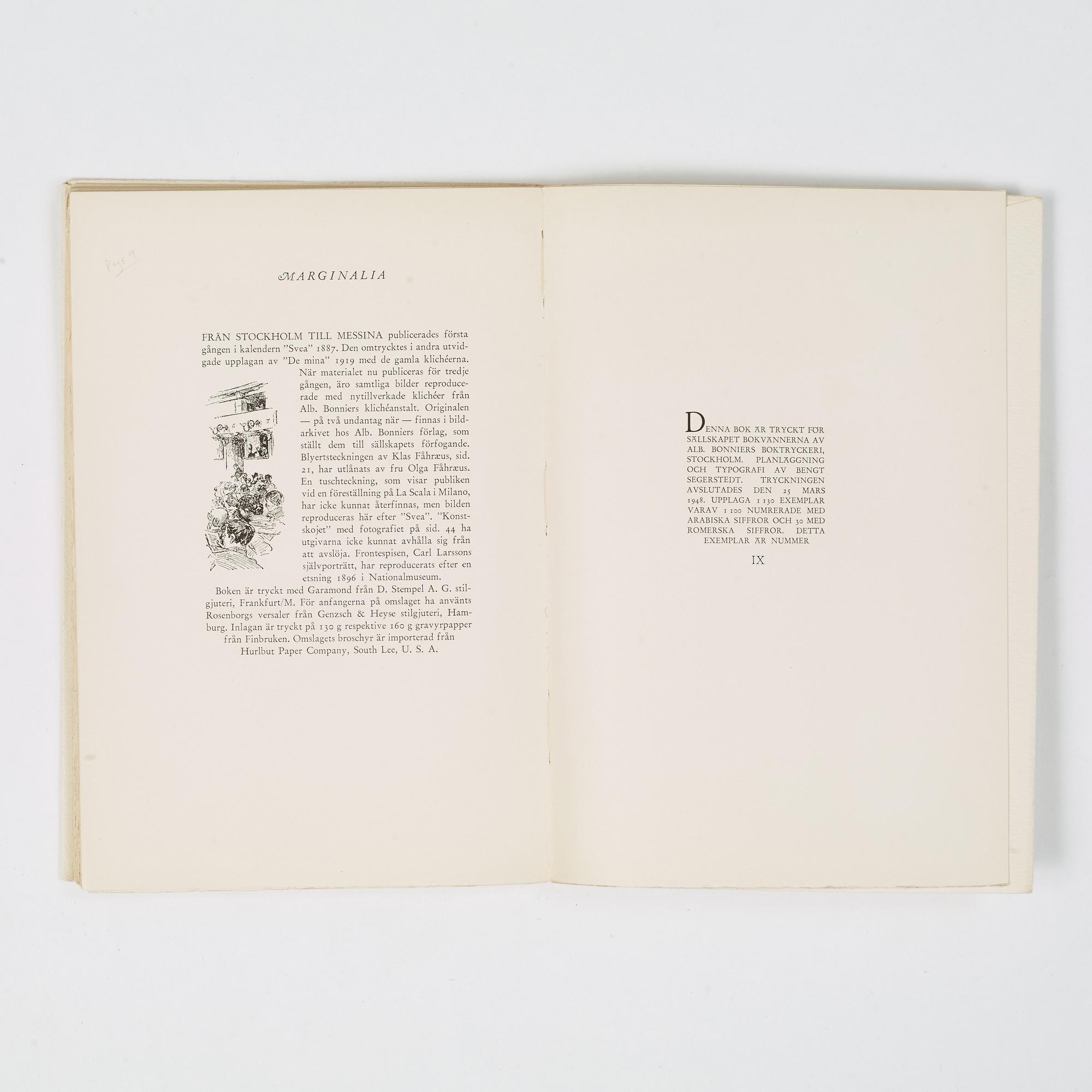 Carl Larsson, CARL LARSSON, illustrated travel story, "Från Stockholm till Messina" (From Stockholm to Messina), 1886.