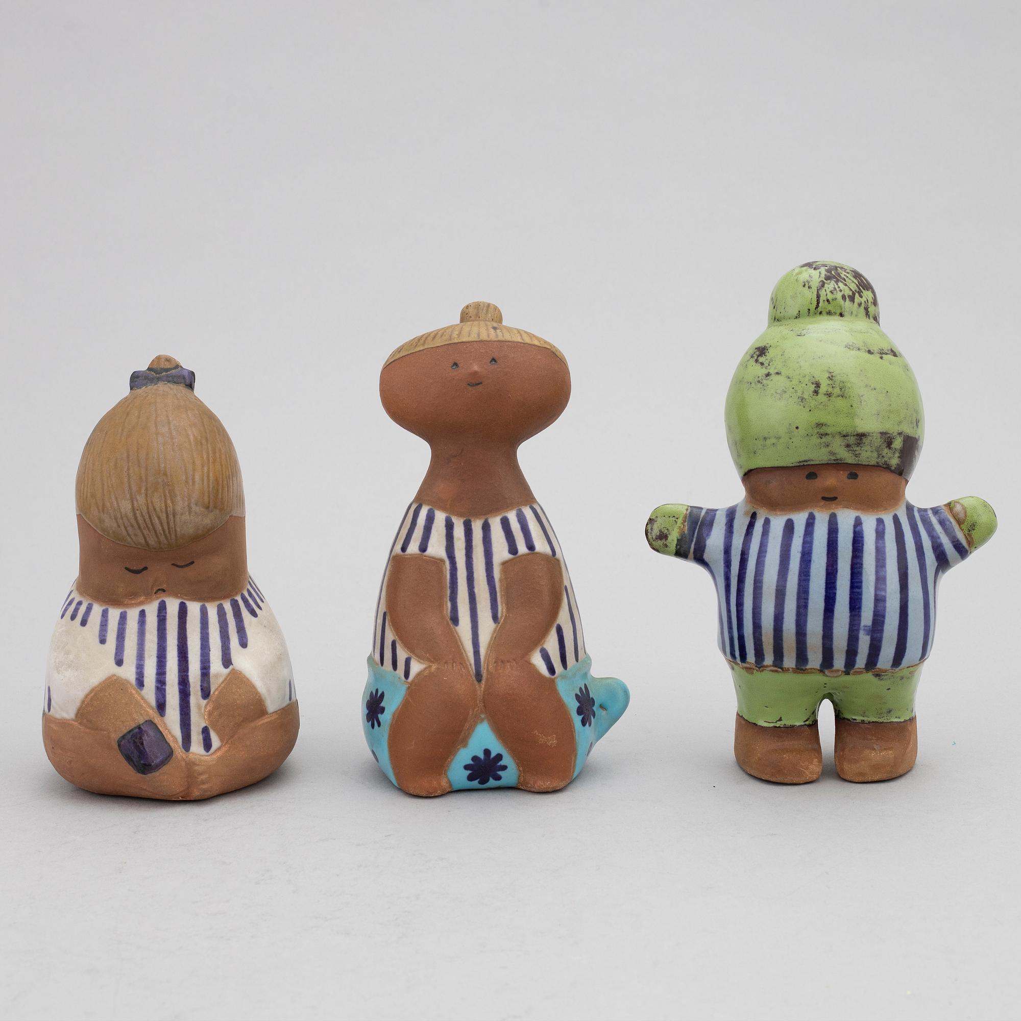 Lisa Larsson, figuriner, 3 st, stengods, Gustavsberg.