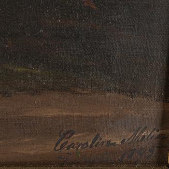 Okänd konstnär, oil on canvas, signed Carolina Molin and dated 1895.