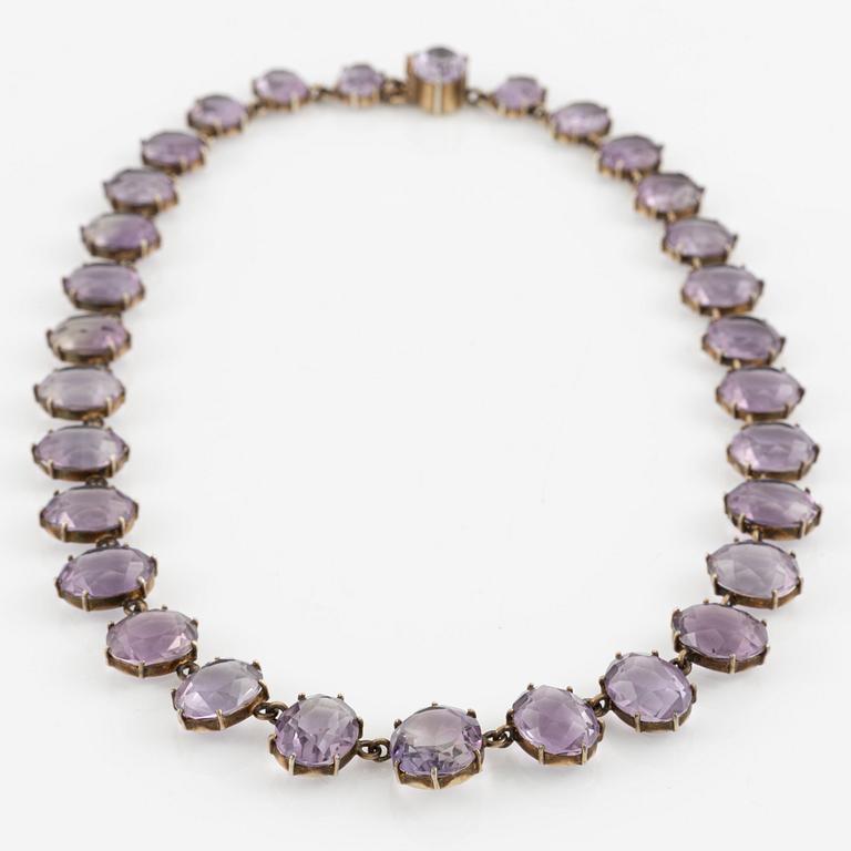 Hedblom, necklace and bracelet, silver with amethysts, Stockholm 1893 and 1897.