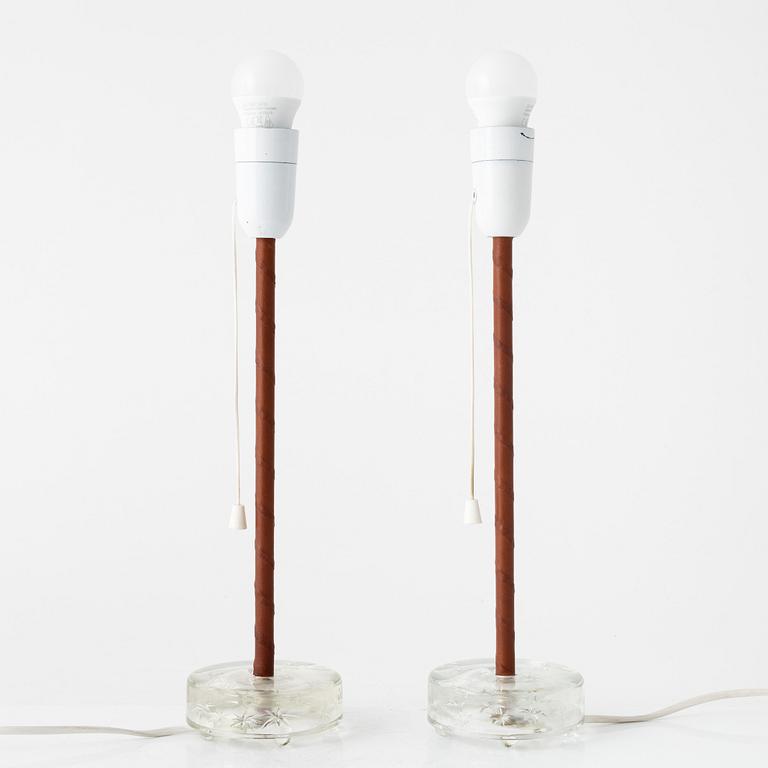 A pair of table lamps from Nybro, second half of the 20th Century.