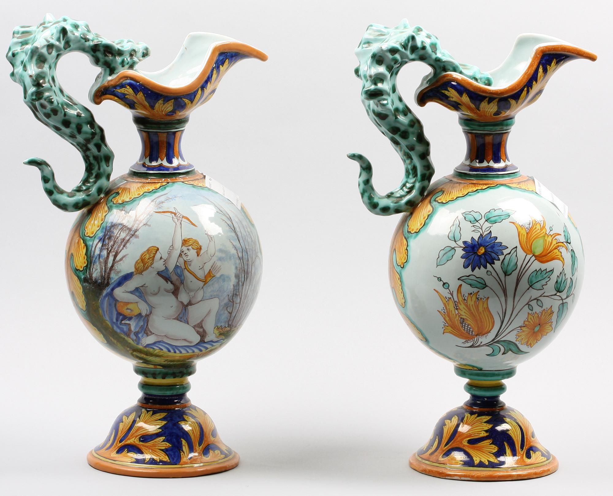 KANNOR, ett par. Fajans.