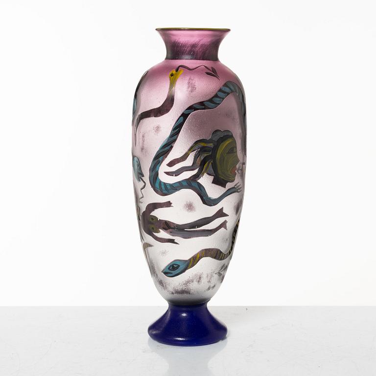 Ulrica Hydman-Vallien, a unique 'jewel glass' vase, Kosta Boda, Sweden.
