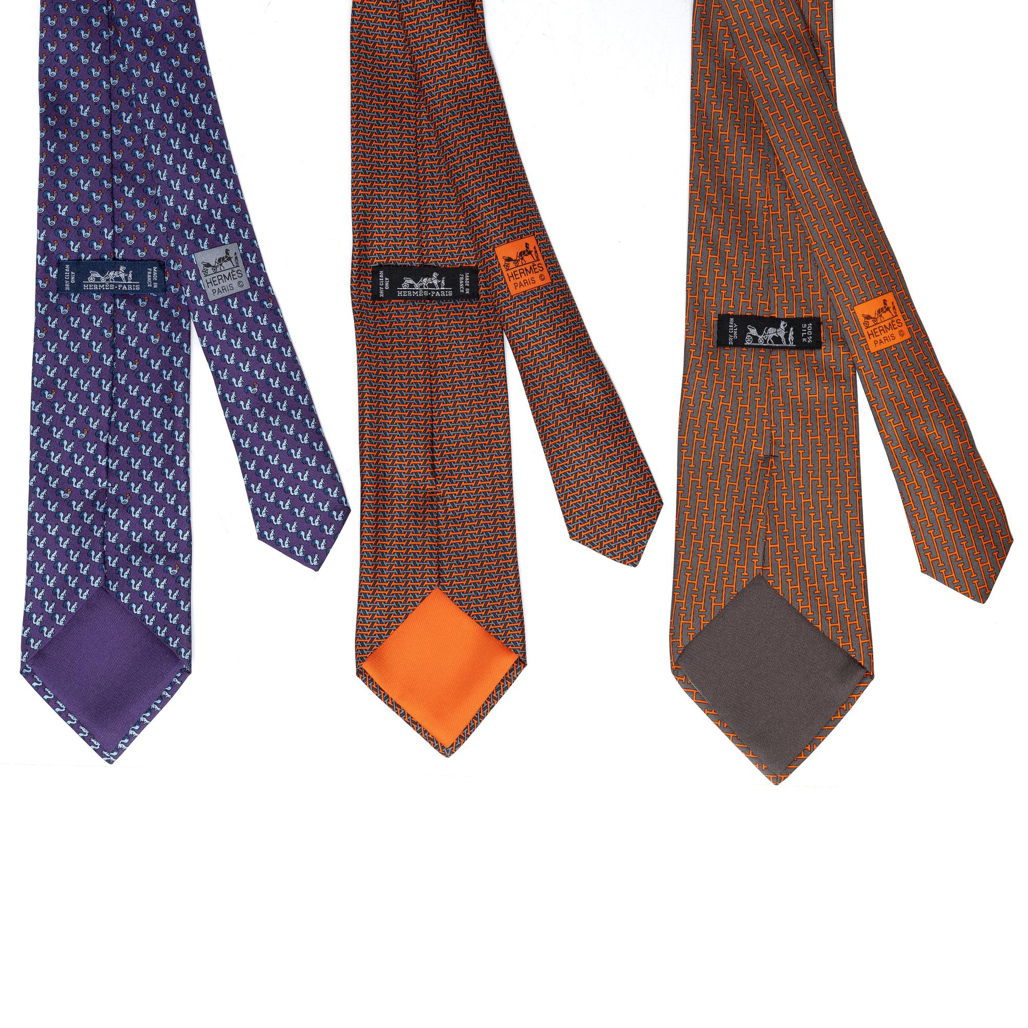 Hermès, Ties, three pieces.
