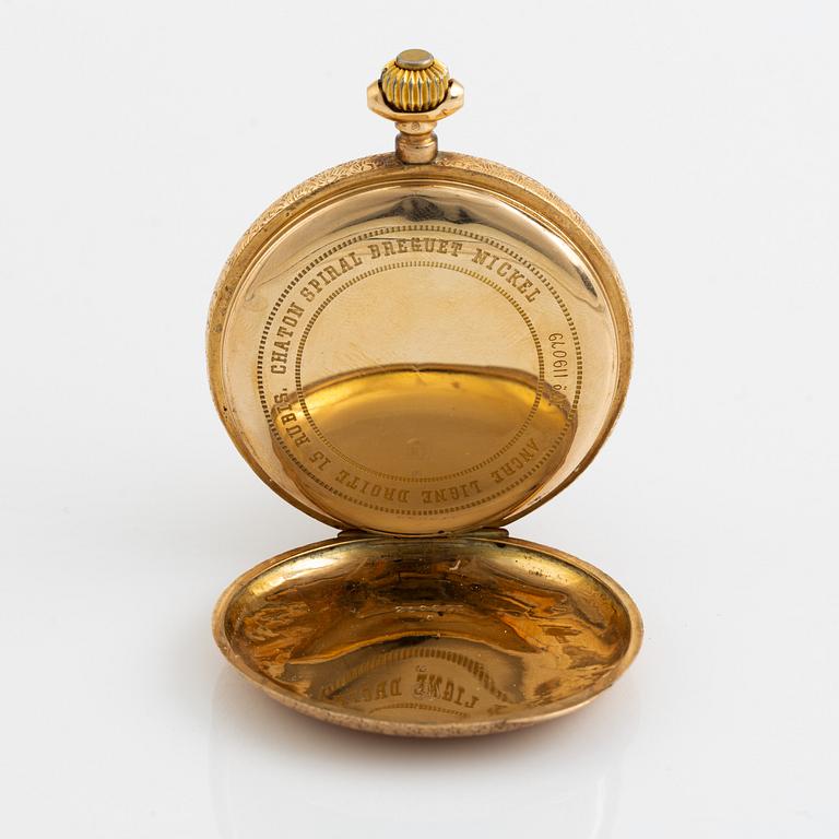 Pocketwatch, 14K gold, ca 51 mm.