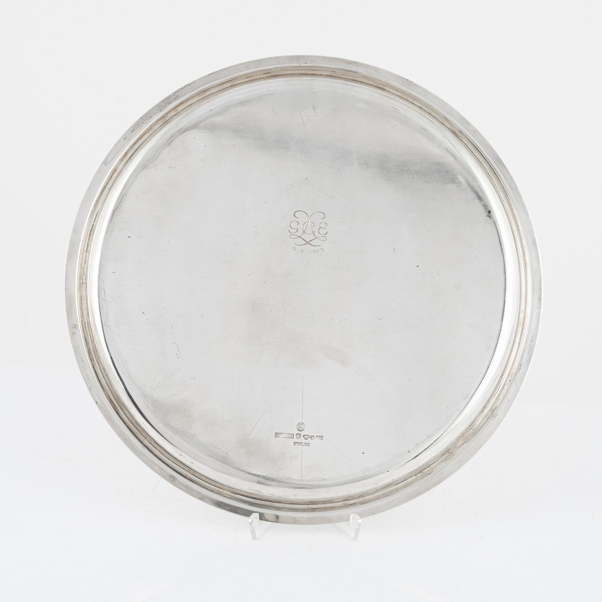Atelier Borgila, a sterling silver tray, Stockholm 1973.