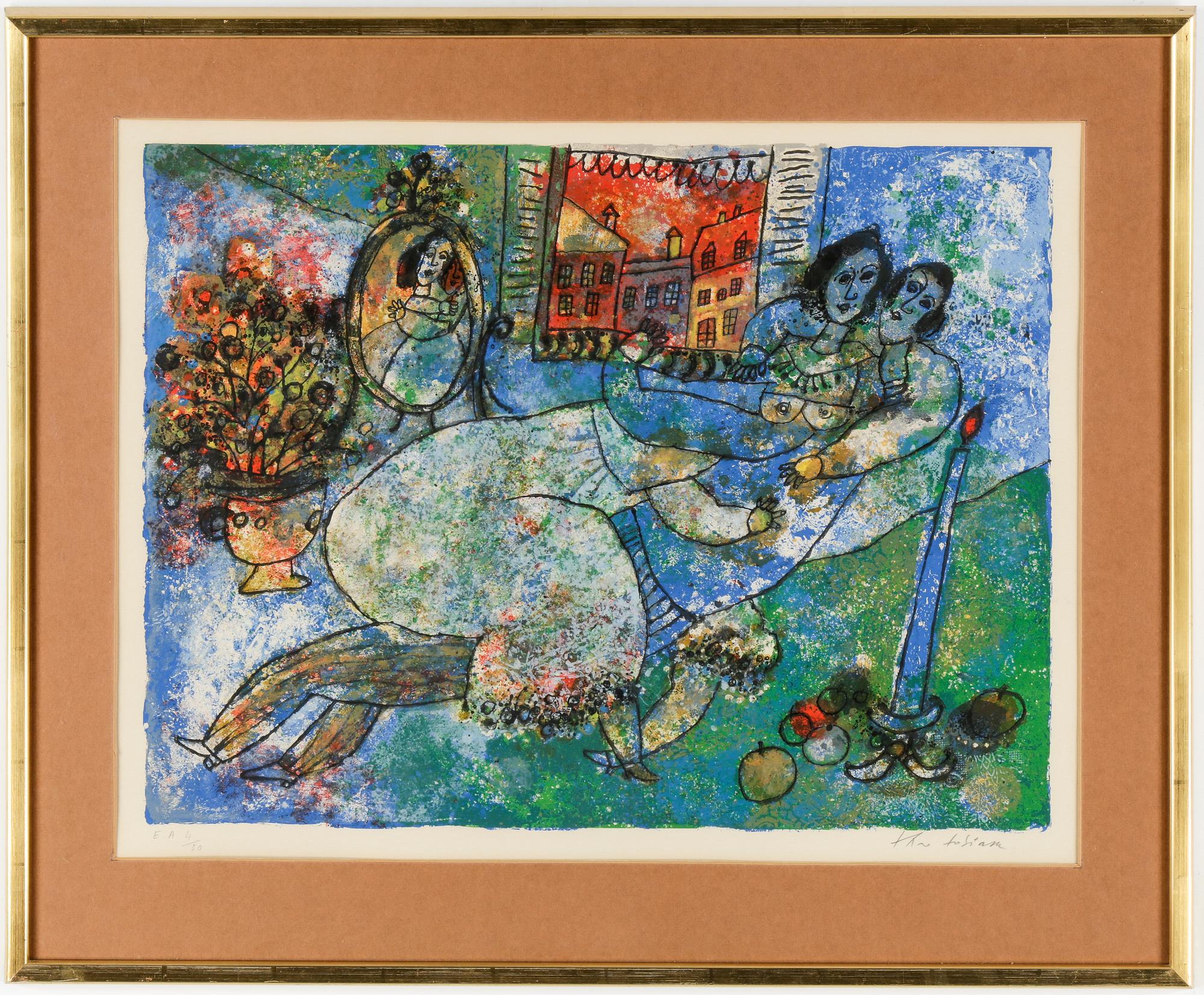 THEO TOBIASSE, färglitografi, ur mapp "The song of songs of King Salomon", provtryck 4/30.