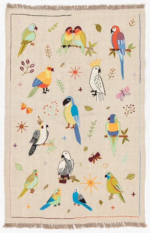 A hand-embroidered Kelim rug, 180 x 118 cm.