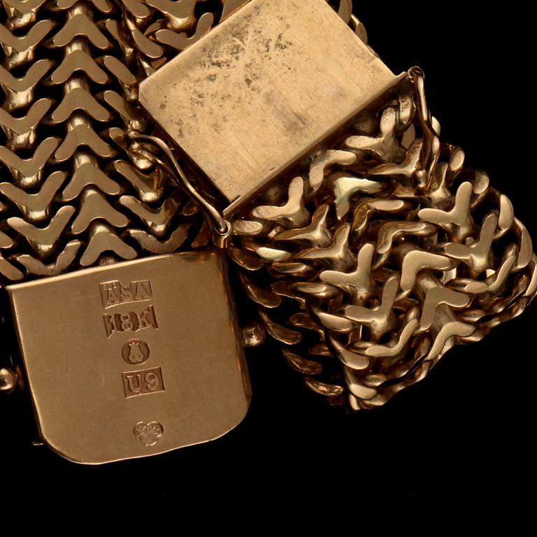 ARMLÄNK, 18k guld, ÄSA Ädelsmycken, Stockholm, 1970. Vikt 37 g.