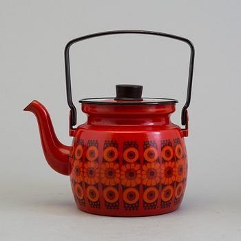 KAJ FRANCK, kastrull, kanna med lock samt skål, emaljerad plåt. Finel, Finland.