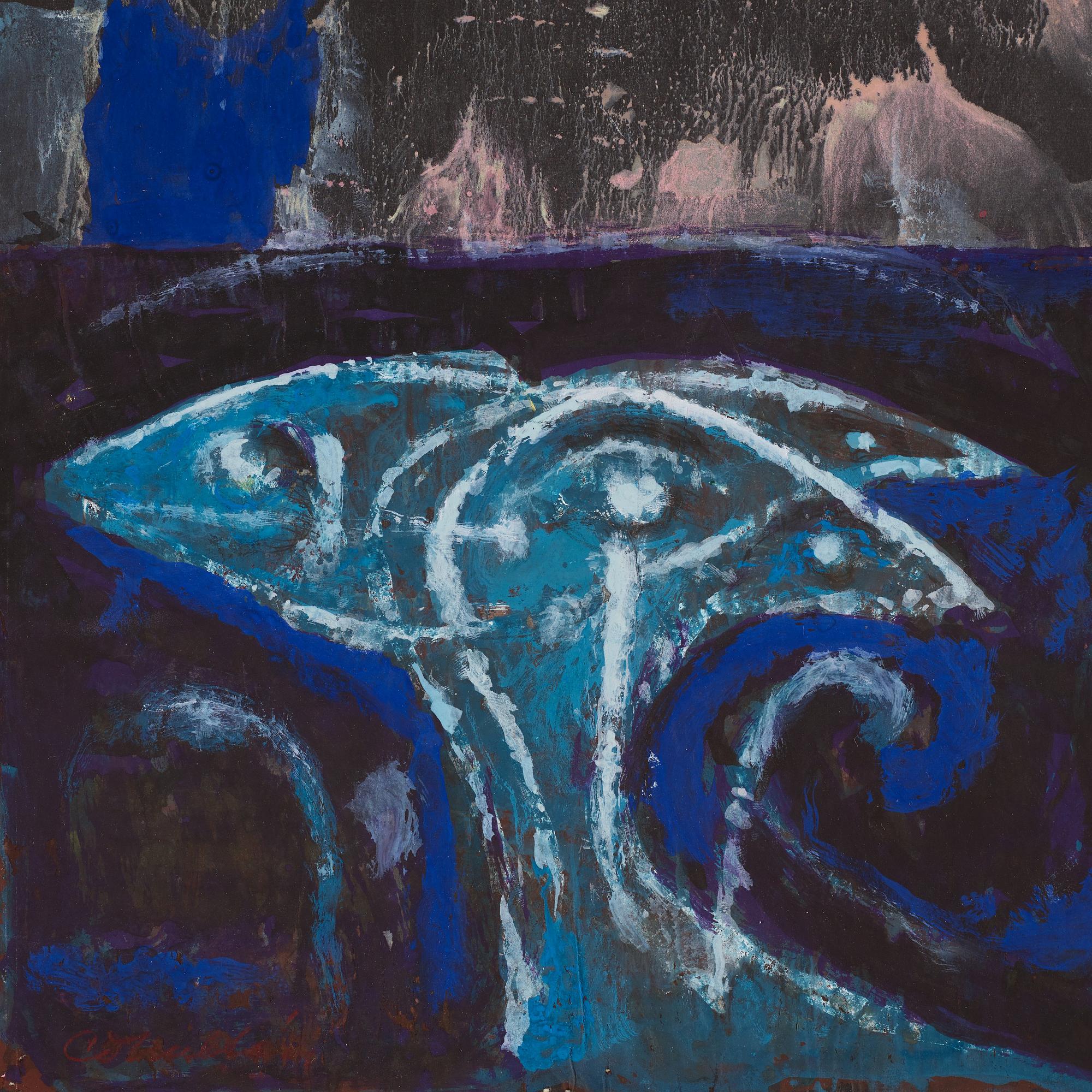 CO Hultén, gouache på papp-pannå, signerad och utförd 1946/47.