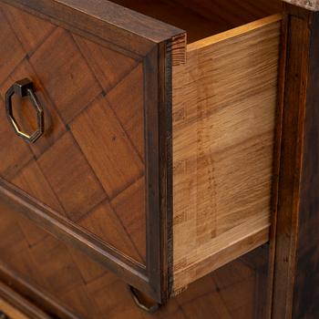 A mahogany and birch chest of drawers, Åtvidabergs Möbelfabrik, 1930's.