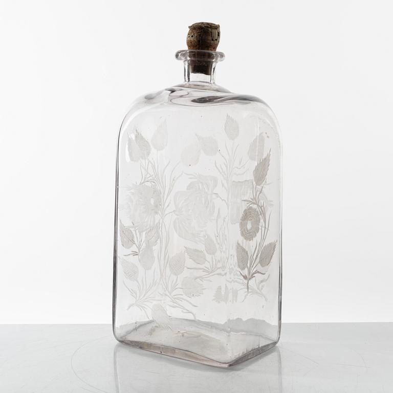 An engraved vodka bottle, later part of the 19th century.
