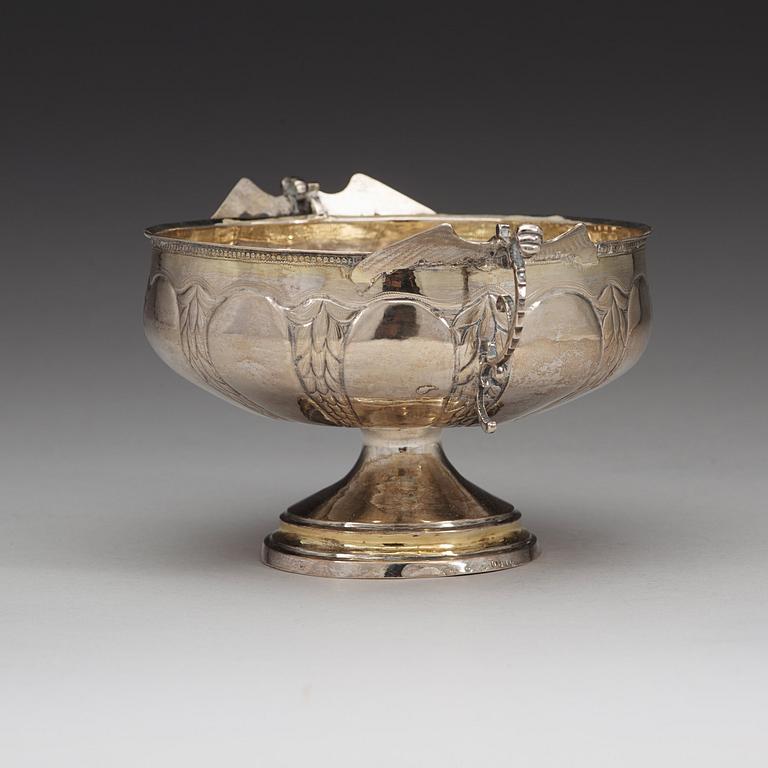 A Swedish 18th century parcel-gilt bowl, marks of Olof Grubb, Hudiksvall 1793.