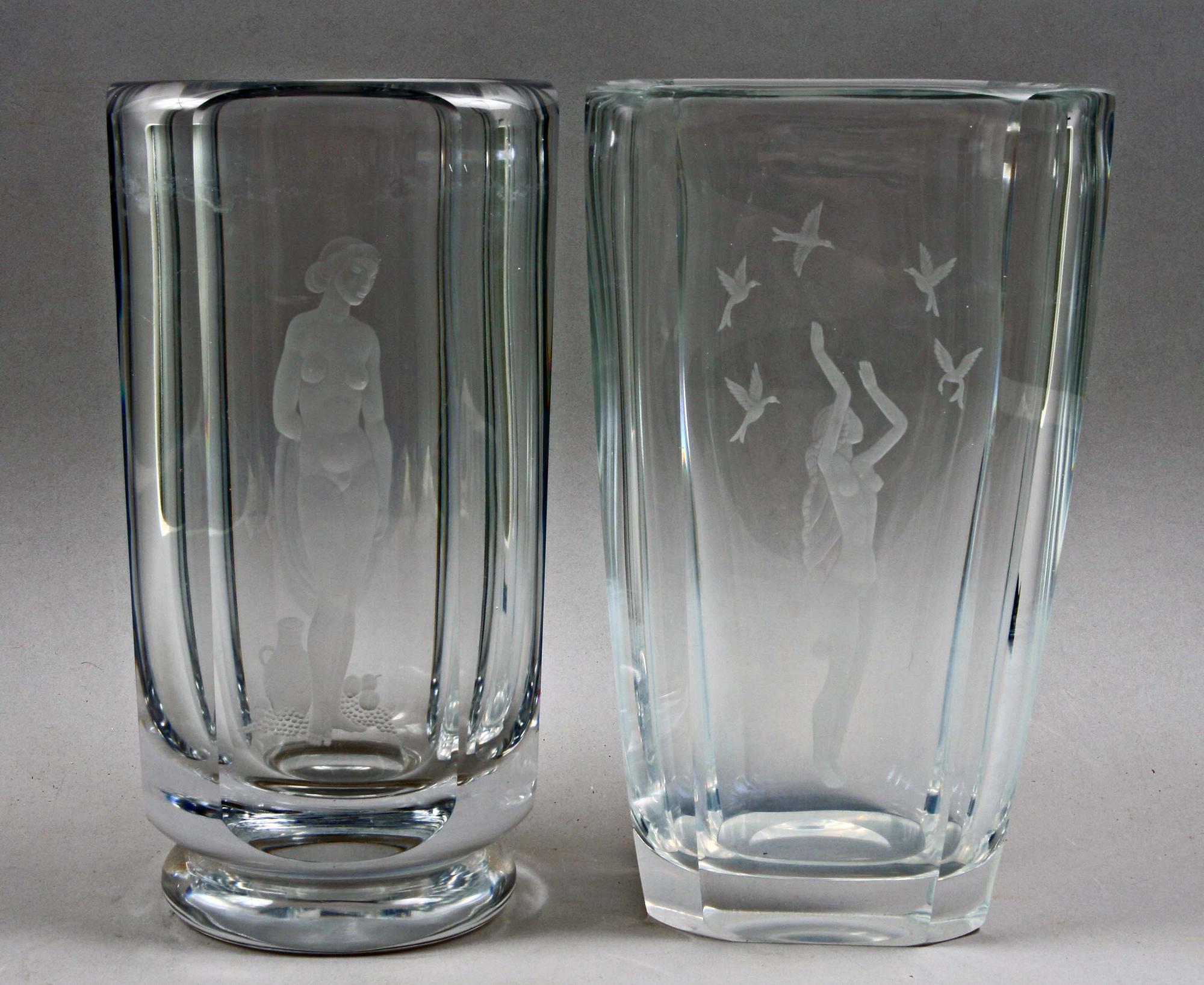 VASER, 2 st. Glas, bl.a Orrefors.