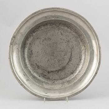 A group of six pewter dishes, different makers mark, most early 19th Century, Swedish/English.