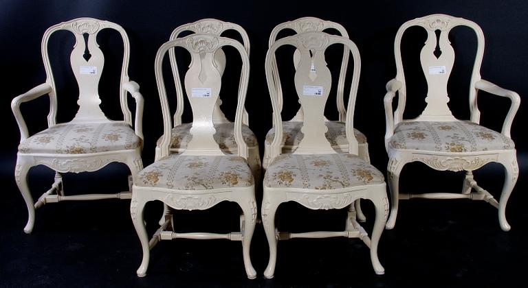 MATSALSGRUPP, 8 delar, rokokostil, 1900-talets mitt.