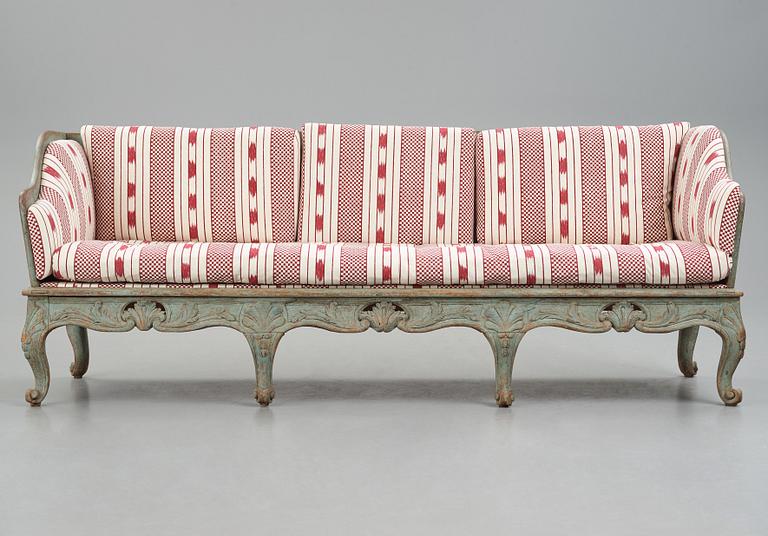 Soffa, Sverige, 1700-talets andra hälft. Rokoko.