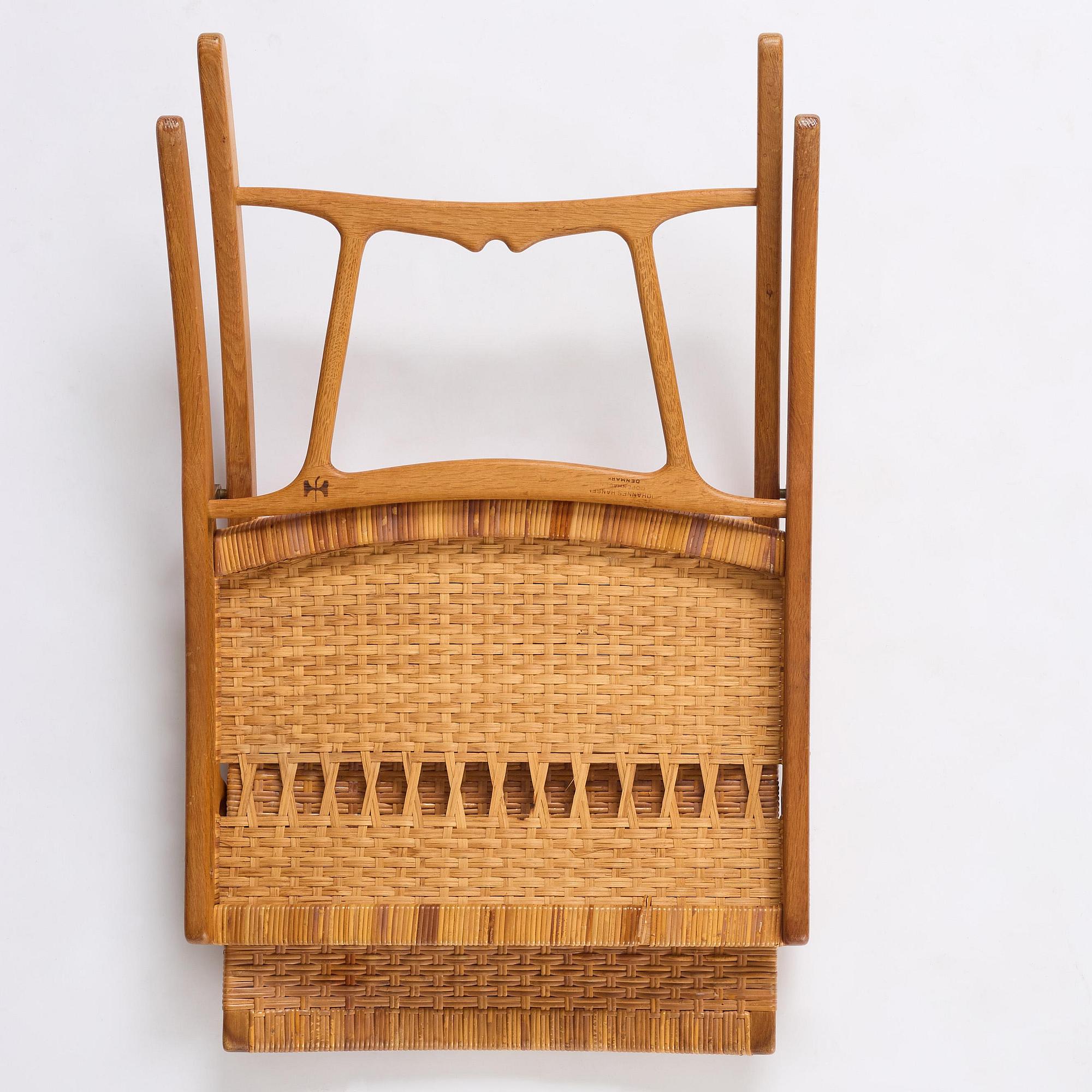 Hans J. Wegner, a foldable easy chair model 512, Johannes Hansen, Copenhagen, 1950s-60s.