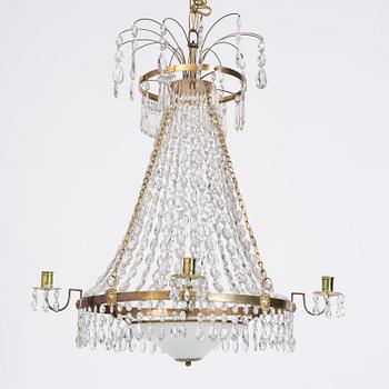 A late Gustavian five-light chandelier, late 18th century.