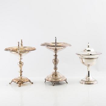 Sugar bowls 3 pcs, silver plate, early 20th century.