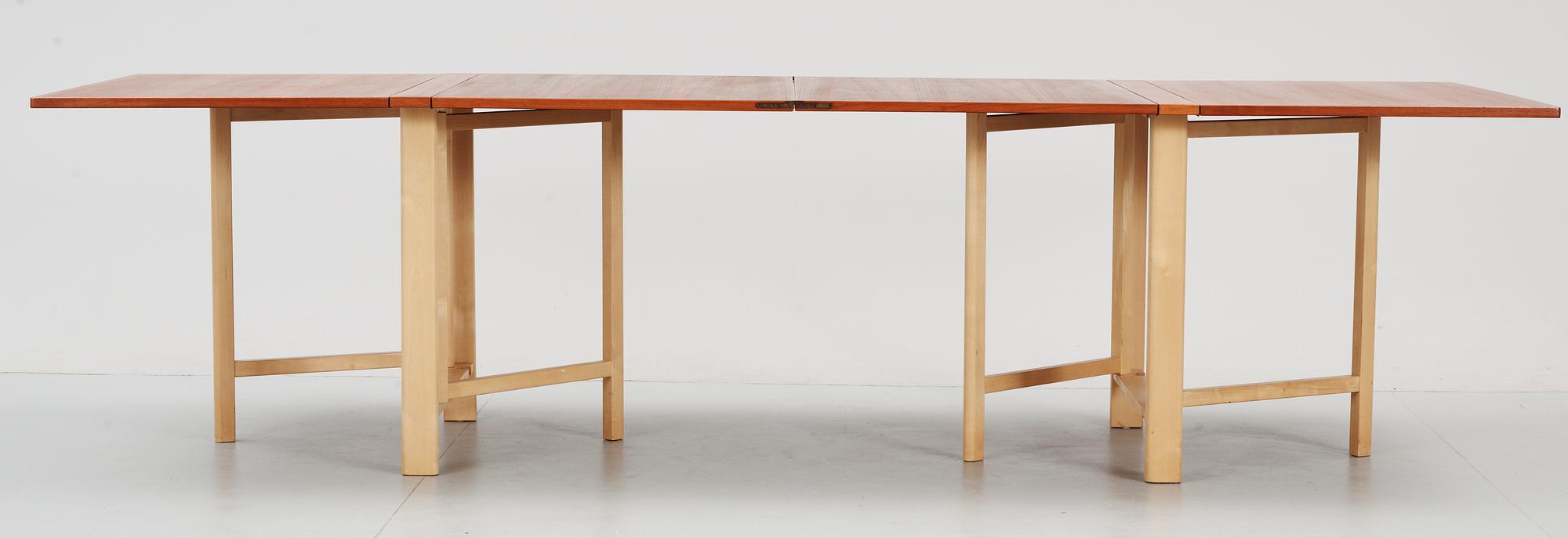 A Bruno Mathsson 'Maria' teak and birch gate-leg table by Firma Karl Mathsson, Värnamo 1965.