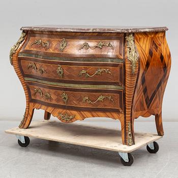 A Swedish Rococo chest of drawers, second half of the 18th century.