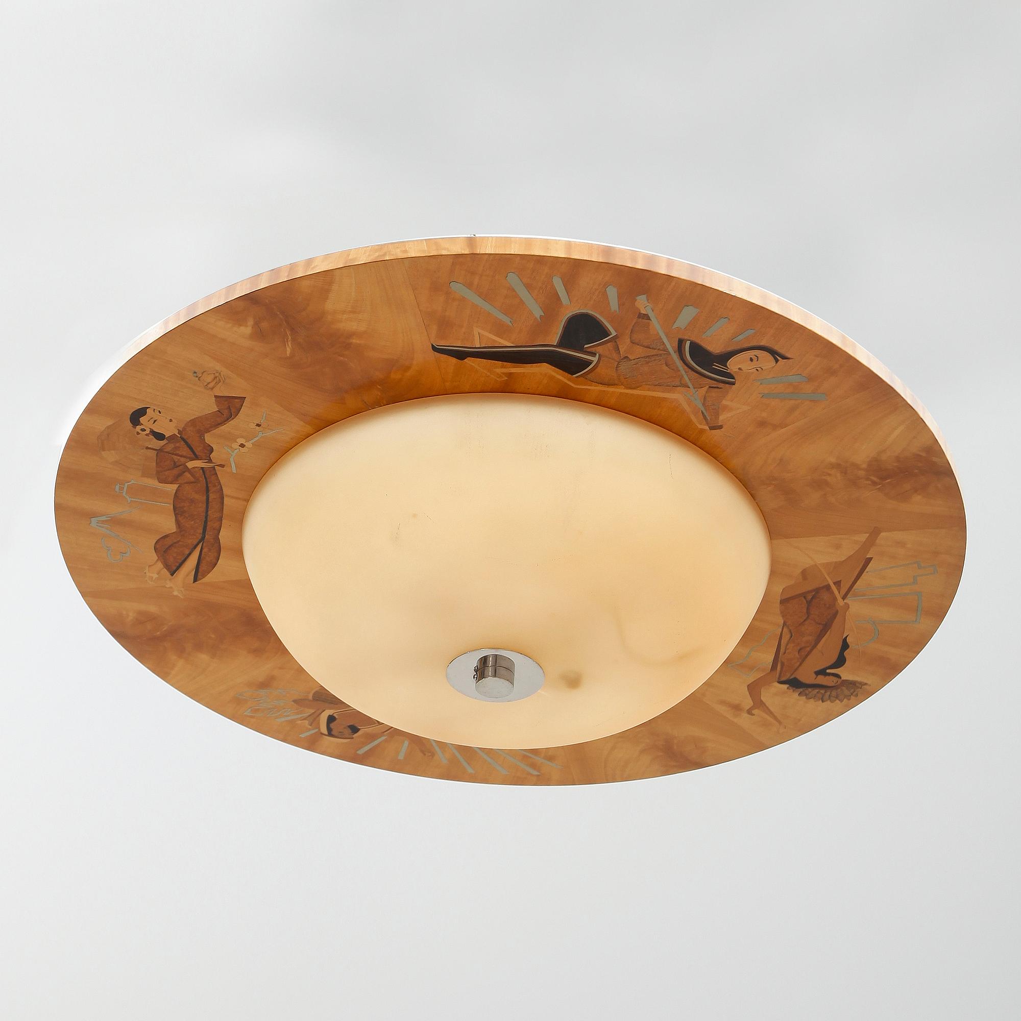 TAKPLAFOND, sannolikt Birger Ekman, Mjölby Intarsia, 1930-tal.