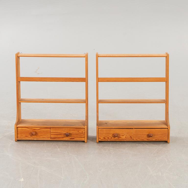 A pair of 1950s pine wall shelves possibly Carl Malmsten.