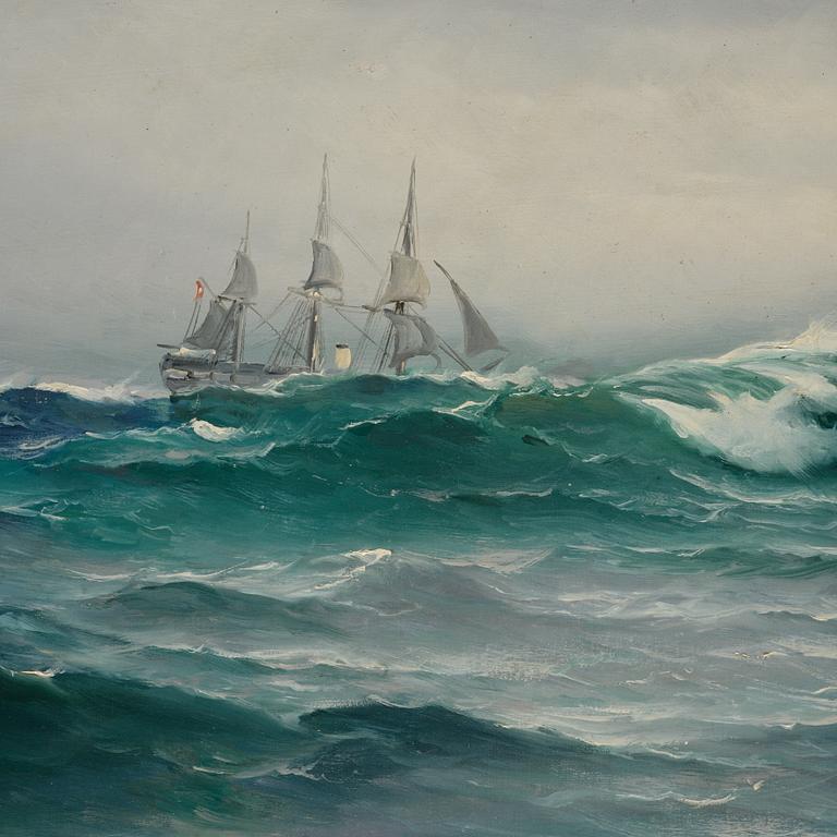 Vilhelm Victor Bille, Steamship sailing on a reach.