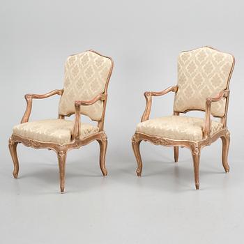 KARMSTOLAR, ett par, nyrokoko, möjligen Frankrike, 1800-tal.