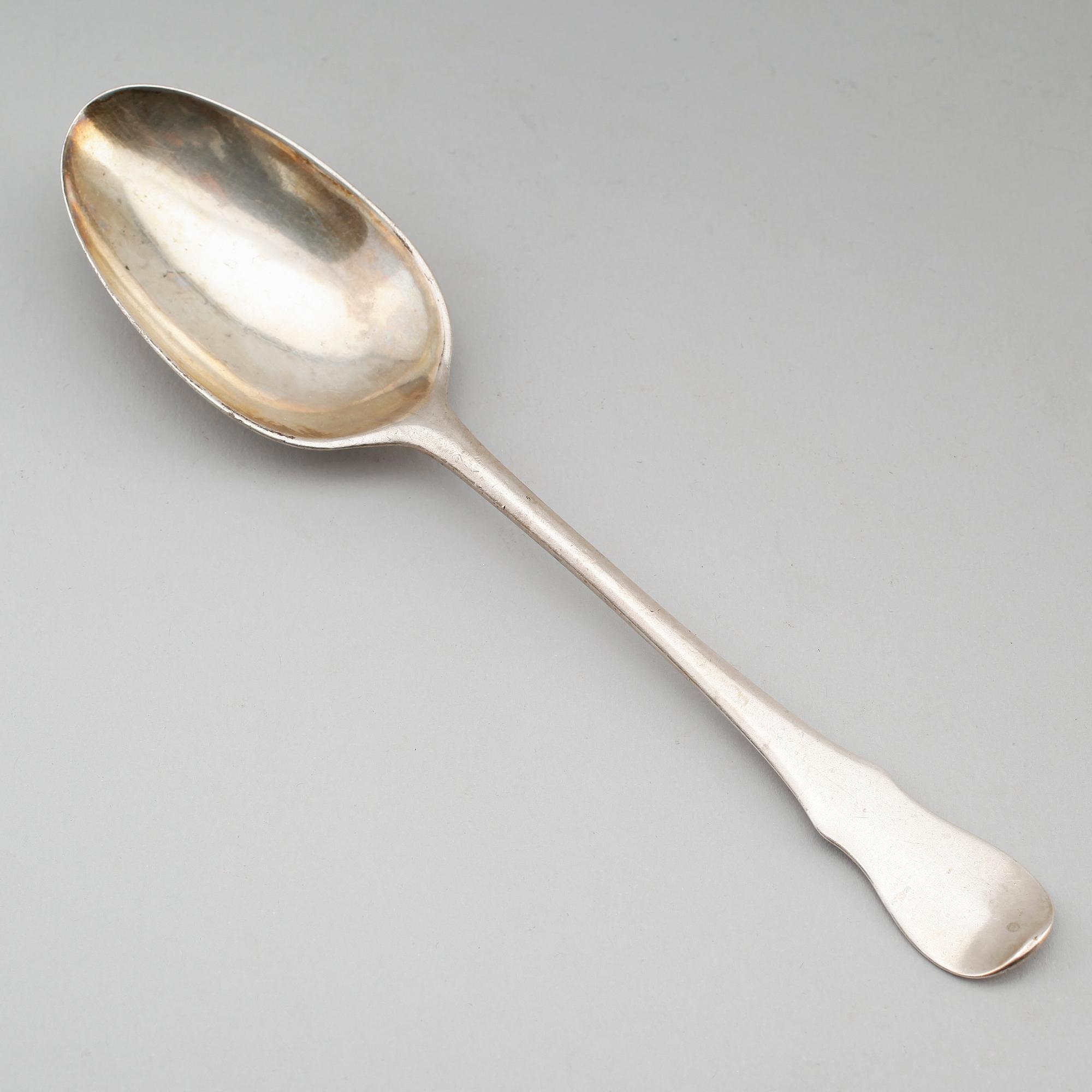MATSKED, silver, möjligen Jörgen Winter, Hälsingborg 1696-1710. Vikt ca 54 gram.