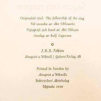 J.R.R Tolkien, books 2 vol 1959/60 (Swedish first edition).