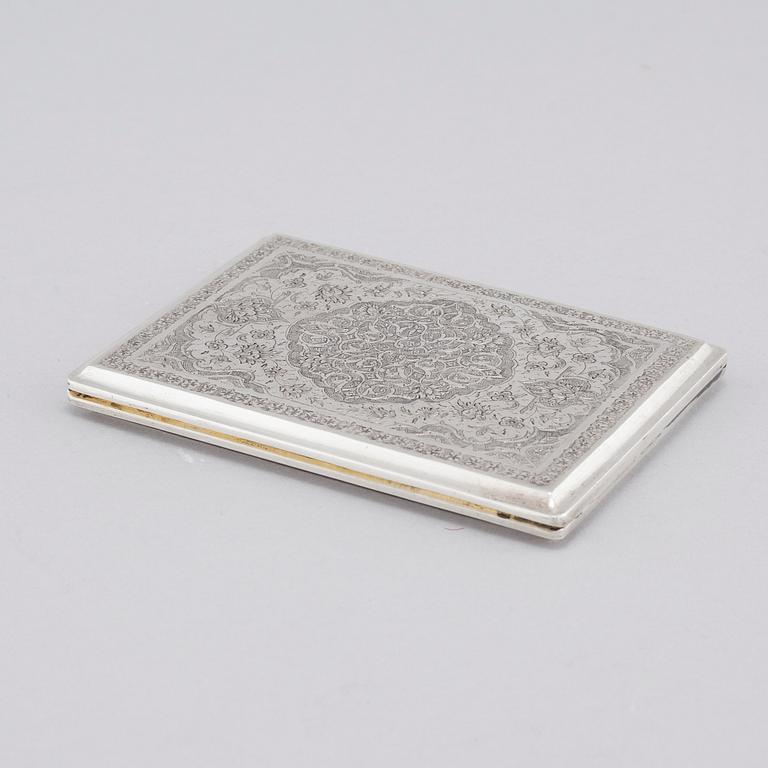 A cigarette case in silver, Persia/Iran, unidentified marks. Total weight 151 g.