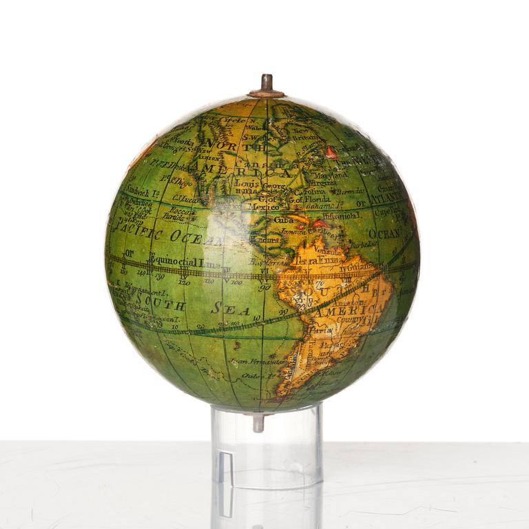 A Georgian 2.75 inch pocket globe with case by T. Harris & son (active in London 1802-1907), dated 1812.