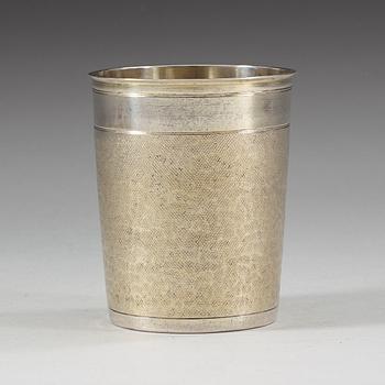 A German 17th century silver-gilt beaker, unidentified makers mark, Augsburg 1670-80s.