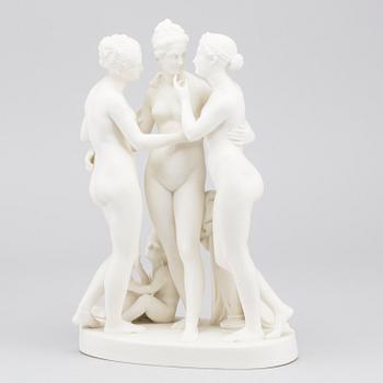 FIGURGRUPP "Gracerna och Amor" Gustavsberg parian 1900-talets första hälft.