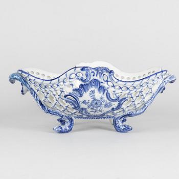 A 'Blue Fluted Full Lace' porcelain confectionary / fruit bowl, Royal Copenhagen, model 1049, 1898-1923.